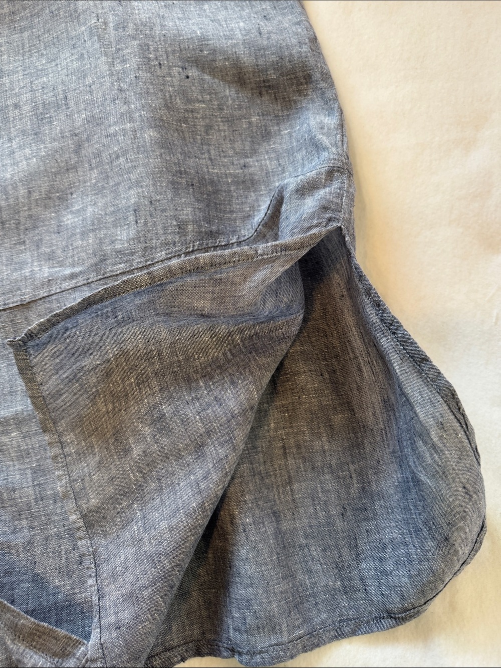Tahari 100% Linen Blue Gray Tunic Shirt 1X Long Button Front Lagenlook - Picture 10 of 11